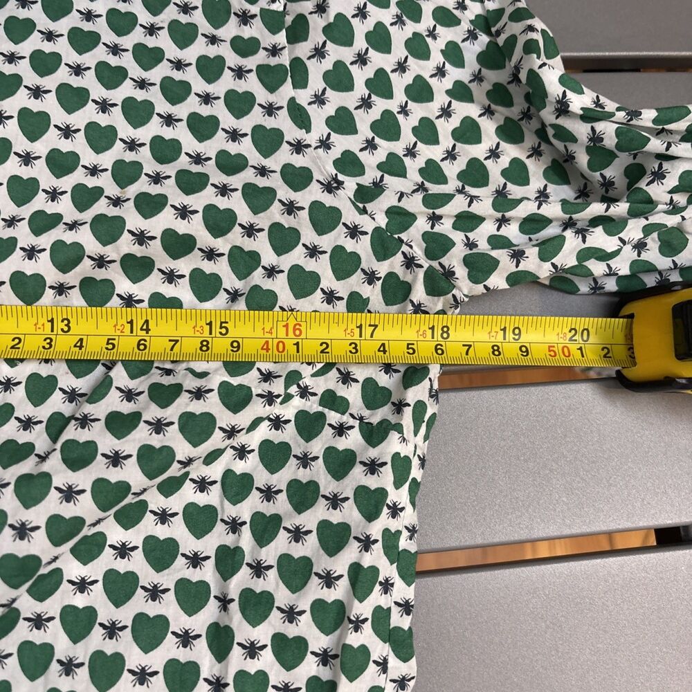 J. Crew Shirt Womens Size 10 Green Heart Fly Multicolor Long Sleeve Button Down - Picture 6 of 9